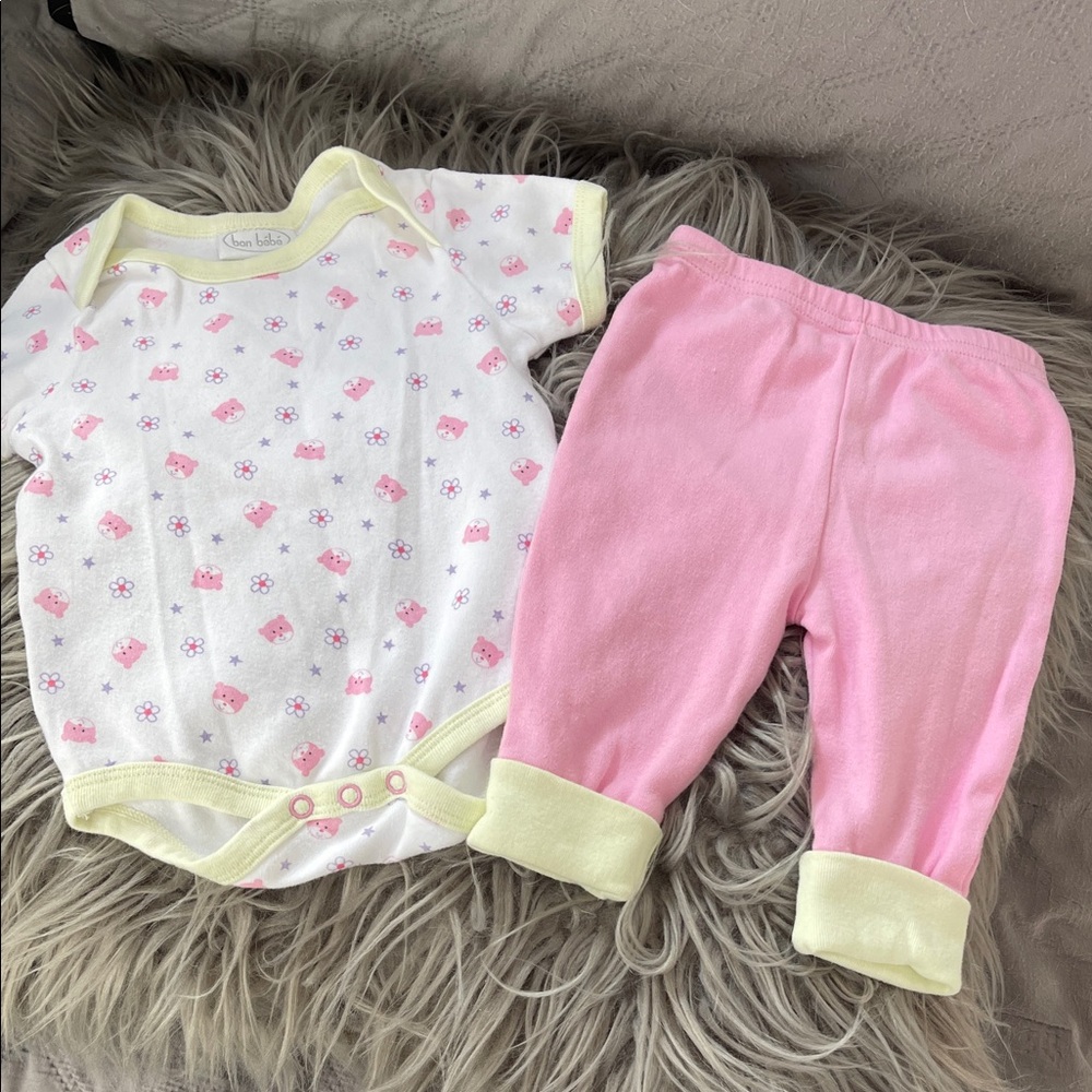 Bon Bebe Pink and Yellow Baby Set